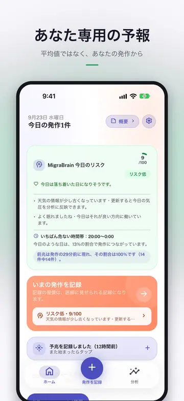 あなた専用の予報。平均値ではなく、あなたの発作から。